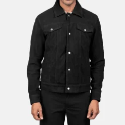 Stallon Black Suede Trucker Jacket