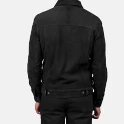 Stallon Black Suede Trucker Jacket