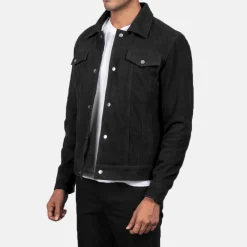 Stallon Black Suede Trucker Jacket