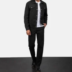 Stallon Black Suede Trucker Jacket