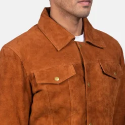 Stallon Brown Suede Trucker Jacket
