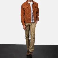 Stallon Brown Suede Trucker Jacket