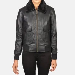 Stella G-1 Black Leather Bomber Jacket