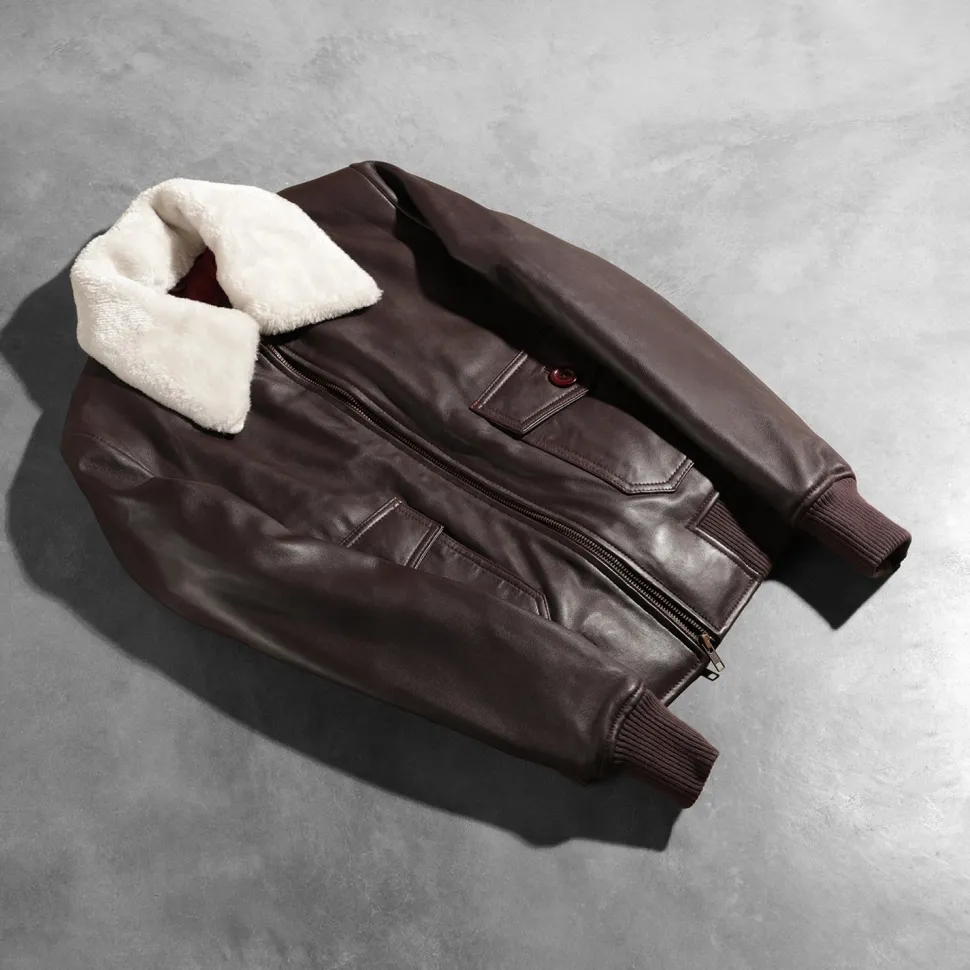 Stella G-1 Maroon Leather Bomber Jacket