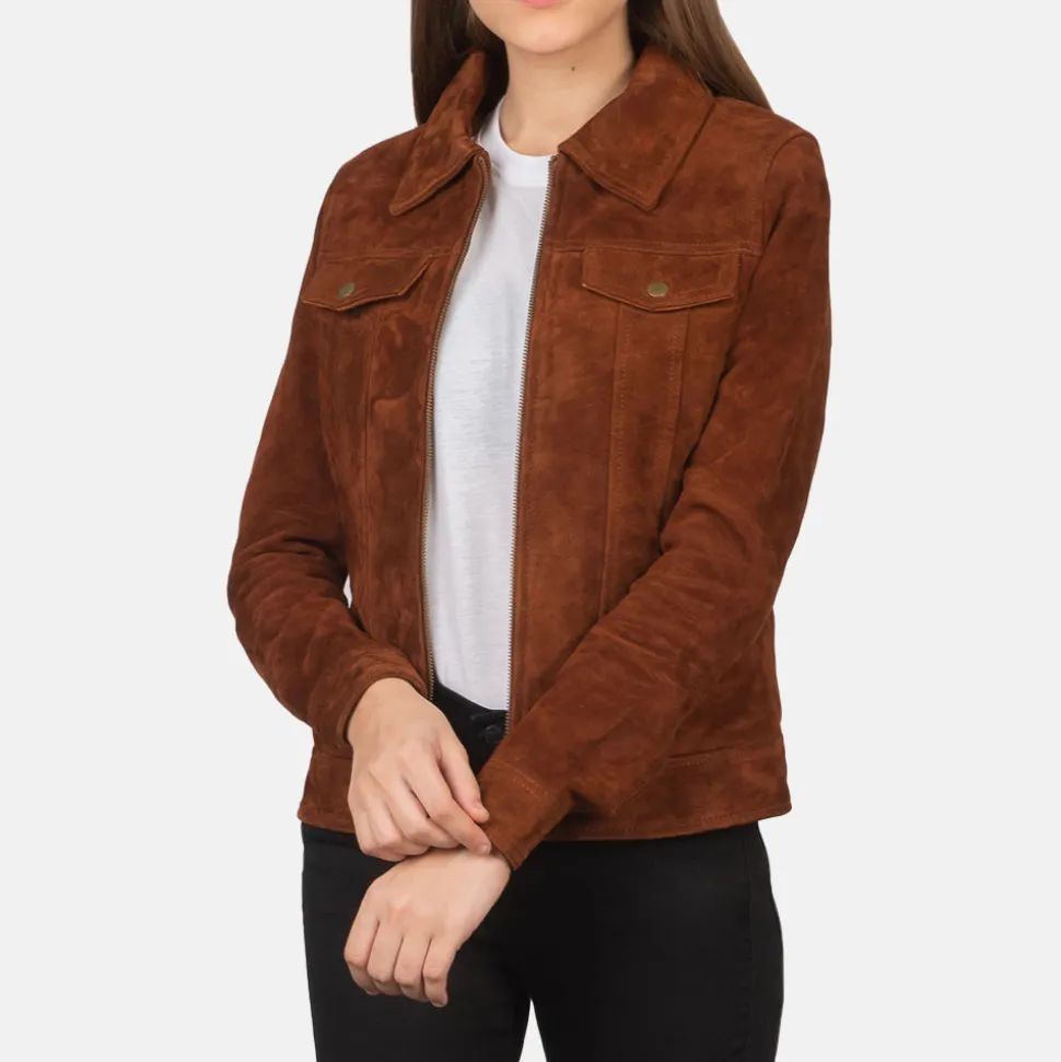 Suzy Brown Suede Trucker Jacket