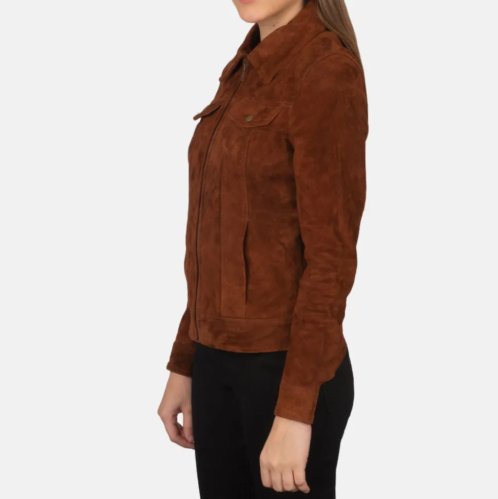 Suzy Brown Suede Trucker Jacket