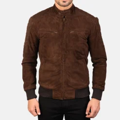 Sven Mocha Suede Bomber Jacket