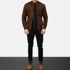 Sven Mocha Suede Bomber Jacket