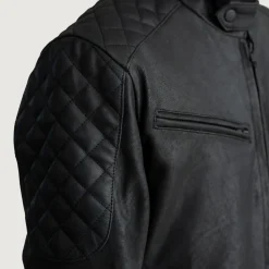 Sven Tumbled Black Leather Bomber Jacket