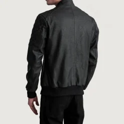 Sven Tumbled Black Leather Bomber Jacket