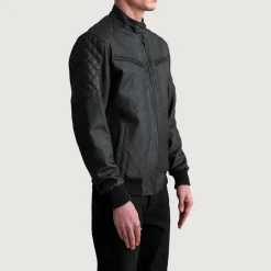 Sven Tumbled Black Leather Bomber Jacket