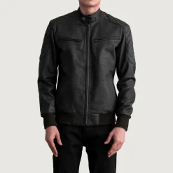 Sven Tumbled Brown Leather Bomber Jacket