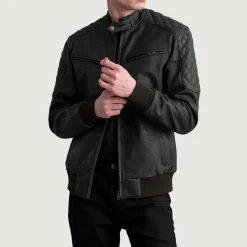 Sven Tumbled Brown Leather Bomber Jacket