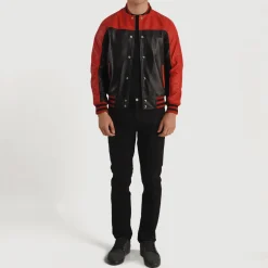 Terrance Black & Red Leather Varsity Jacket