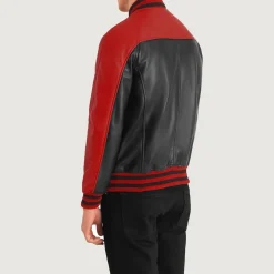 Terrance Black & Red Leather Varsity Jacket