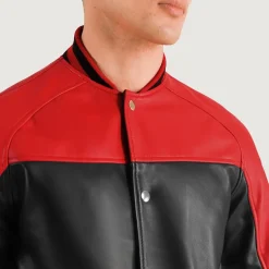 Terrance Black & Red Leather Varsity Jacket