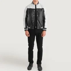 Terrance Black & White Leather Varsity Jacket