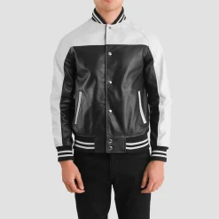 Terrance Black & White Leather Varsity Jacket