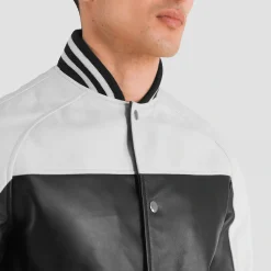 Terrance Black & White Leather Varsity Jacket