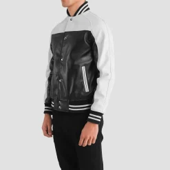 Terrance Black & White Leather Varsity Jacket
