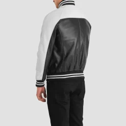 Terrance Black & White Leather Varsity Jacket
