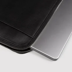 The Baxter Black Leather Laptop Sleeve