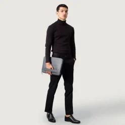 The Baxter Grey Leather Laptop Sleeve