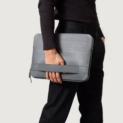 The Baxter Grey Leather Laptop Sleeve