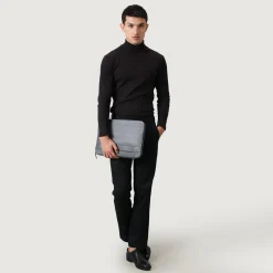 The Baxter Grey Leather Laptop Sleeve
