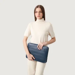 The Baxter Midnight Blue Leather Laptop Sleeve