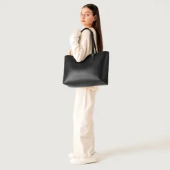 The Bianca Black Leather Tote Bag
