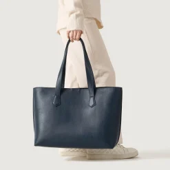 The Bianca Blue Leather Tote Bag
