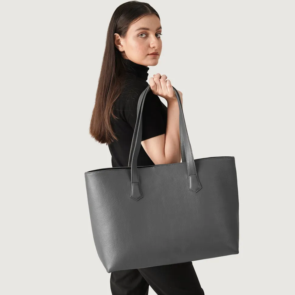 The Bianca Grey Leather Tote Bag