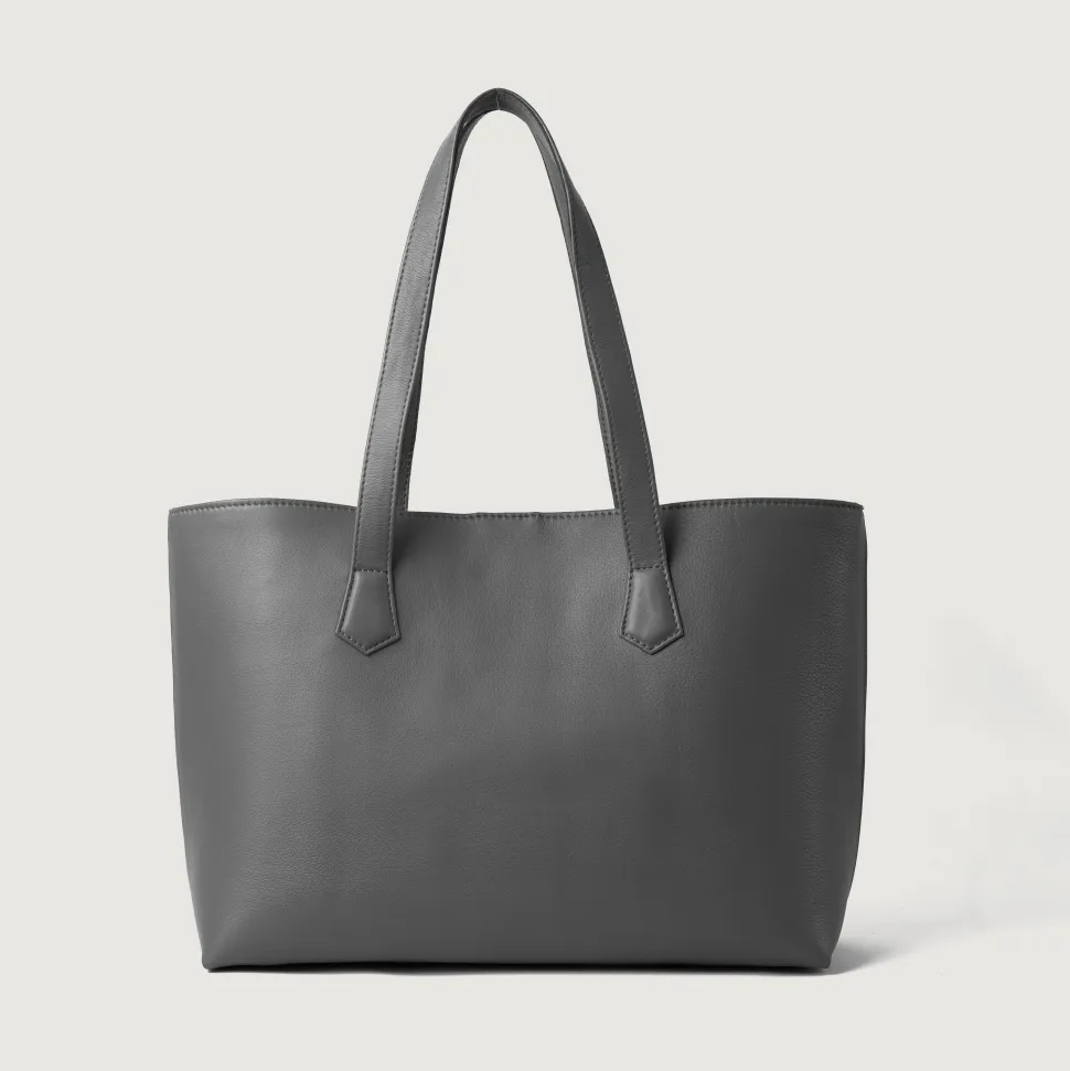 The Bianca Grey Leather Tote Bag