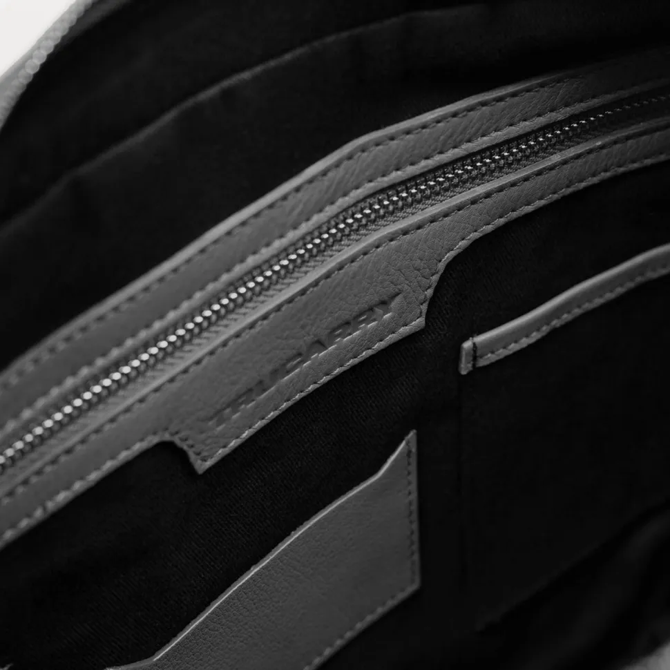 The Captain Grey Leather Briefcase