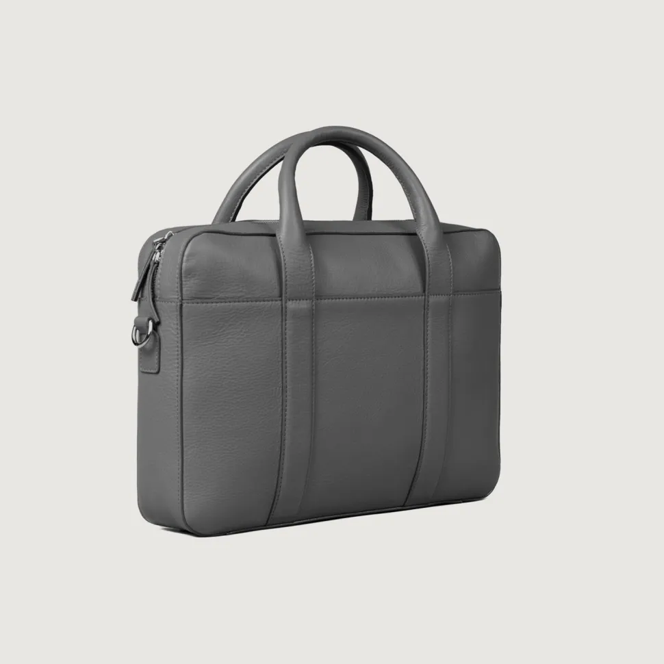 The Captain Grey Leather Briefcase