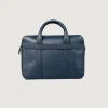 The Captain Midnight Blue Leather Briefcase