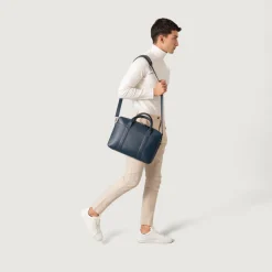 The Captain Midnight Blue Leather Briefcase