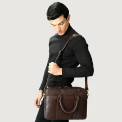The Captain Vintage Brown Leather Briefcase