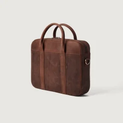 The Captain Vintage Distressed Brown Leather Briefcase