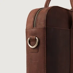 The Captain Vintage Distressed Brown Leather Briefcase