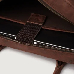 The Captain Vintage Distressed Brown Leather Briefcase