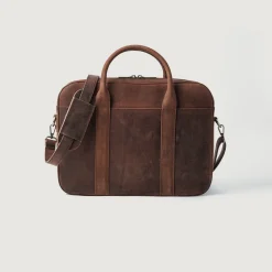 The Captain Vintage Distressed Brown Leather Briefcase