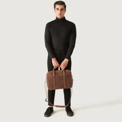 The Captain Vintage Tan Brown Leather Briefcase