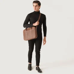 The Captain Vintage Tan Brown Leather Briefcase