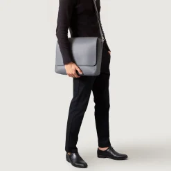 The Carismatico Grey Leather Messenger Bag