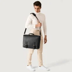 The Cristoph Black Leather Messenger Bag
