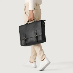 The Cristoph Black Leather Messenger Bag