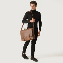 The Cristoph Vintage Tan Leather Messenger Bag