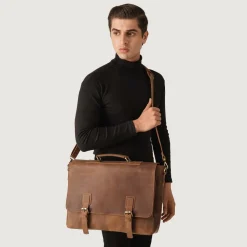 The Cristoph Vintage Tan Leather Messenger Bag